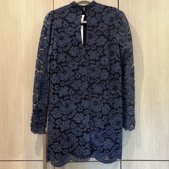 NEW Zara Faded Blue‎ Long Sleeve Lace Mini Dress Romantic Style Size Medium - Picture 6 of 16